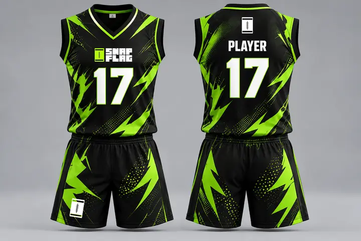 Neon Venom custom flag football uniform design in black and neon green