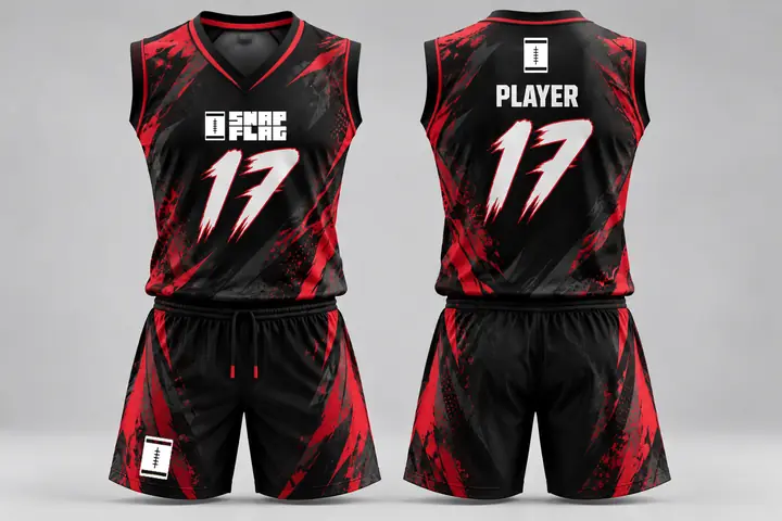 Red Blaze custom flag football uniform design in black and red